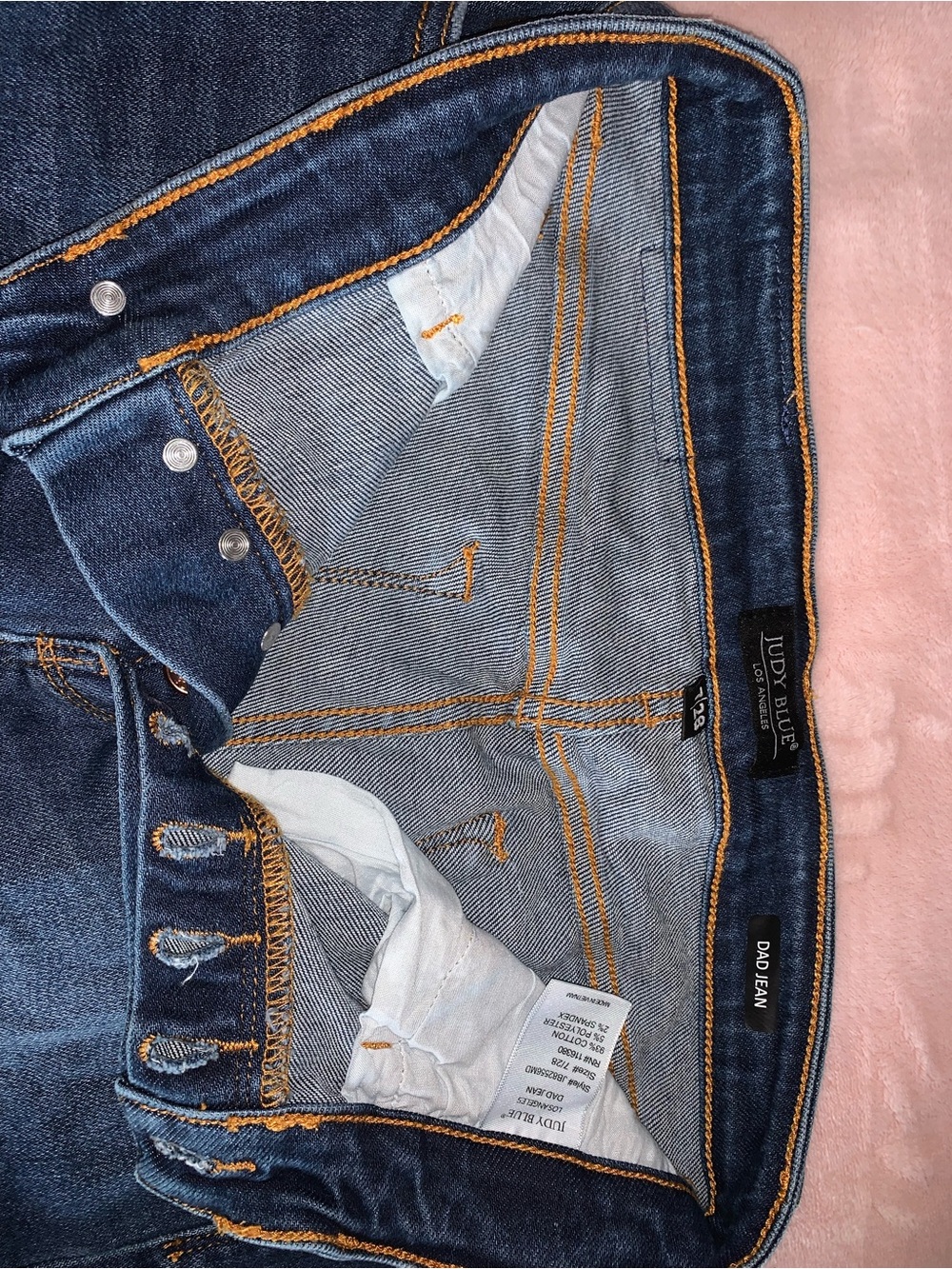 Judy Blue Dark Indigo Button-Fly Denim Jeans with Contrast Stitching
